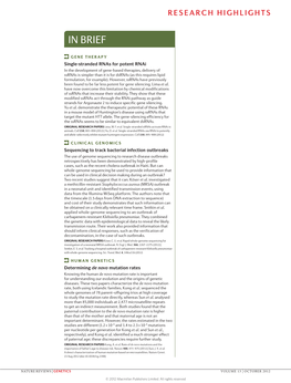 Determining De Novo Mutation Rates Knowing the Human De Novo Mutation Rate Is Important for Understanding Our Evolution and the Origins of Genetic Diseases