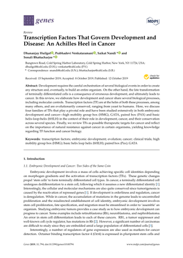 Transcription Factors That Govern Development and Disease: an Achilles Heel in Cancer