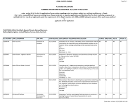 Report Weekly Lists Planning Application Received