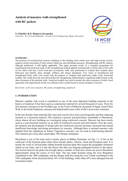 Analysis of Masonry Walls Strengthened with RC Jackets