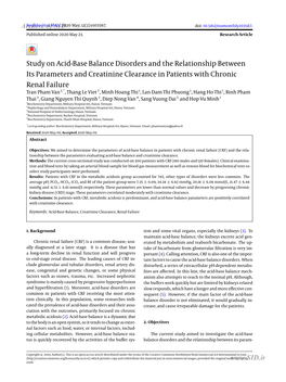 Study on Acid-Base Balance Disorders and the Relationship