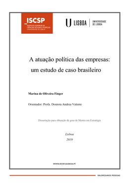 A Atuação Política Das Empresas: Um Estudo De Caso Brasileiro