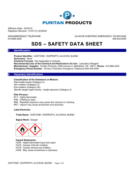 Sds – Safety Data Sheet