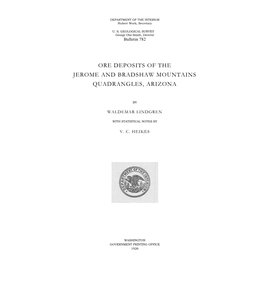 Ore Deposits of the Jerome and Bradshaw Mountains Quadrangles, Arizona