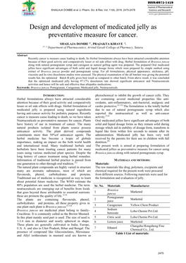 Design and Development of Medicated Jelly As Preventative Measure for Cancer