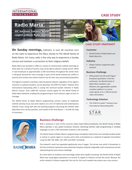 Radio Maria IDC Solutions Enhance World’S Largest Catholic Radio Network