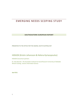 Emerging Needs Scoping Study