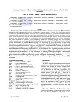 IAC-18-B2.1.7 Page 1 of 16 a Technical Comparison of Three