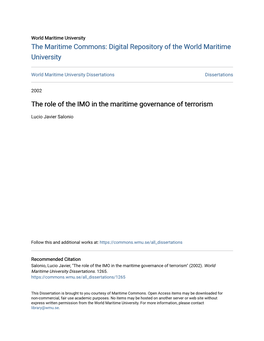 The Role of the IMO in the Maritime Governance of Terrorism