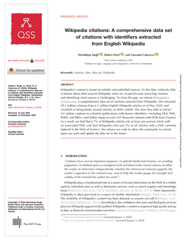 Wikipedia Citations: a Comprehensive Data Set of Citations with Identifiers Extracted from English Wikipedia