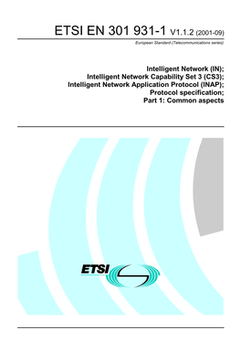 EN 301 931-1 V1.1.2 (2001-09) European Standard (Telecommunications Series)