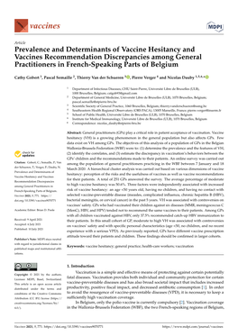 Prevalence and Determinants of Vaccine Hesitancy and Vaccines Recommendation Discrepancies Among General Practitioners in French-Speaking Parts of Belgium