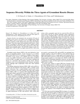 Sequence Diversity Within the Three Agents of Groundnut Rosette Disease