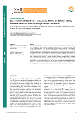 Conservation Introduction of the Arabian Tahr to Sir Bani Yas Island, Abu Dhabi Emirate