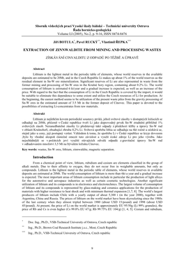 Extraction of Zinnwaldite from Mining and Processing Wastes