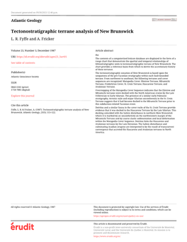 Tectonostratigraphic Terrane Analysis of New Brunswick L