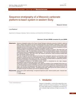 Sequence Stratigraphy of a Mesozoic Carbonate Platform-To-Basin System in Western Sicily