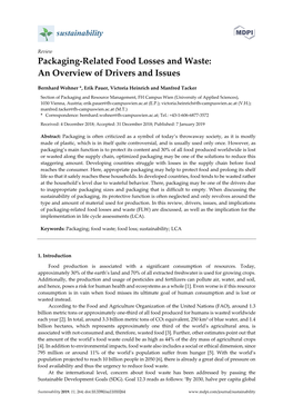 Packaging-Related Food Losses and Waste: an Overview of Drivers and Issues