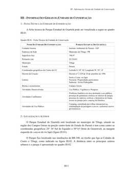 III.1 a Ficha Técnica Do Parque Estadual Do Guartelá Pode Ser