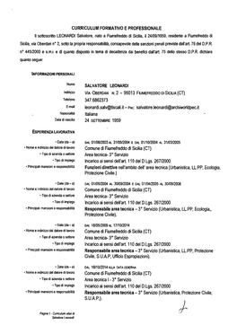 Comune Di Fiumefreddo Di Sicilia (CT} • Tipo Dì Azienda O Settore Area Tecnica- 3 ° Servizio • Tipo Di Impiego Incarico Ai Sensi Dell'art