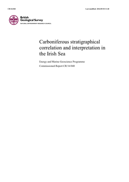 Devonian and Carboniferous Stratigraphical Correlation and Interpretation in the East Irish