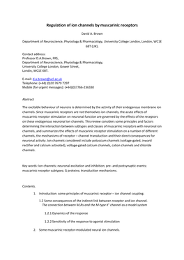 Regulation of Ion Channels by Muscarinic Receptors