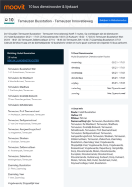10 Bus Dienstrooster & Lijnroutekaart