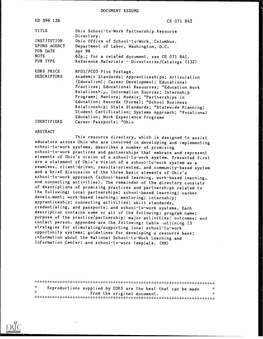 DOCUMENT RESUME ED 396 126 CE 071 842 TITLE Ohio School-To