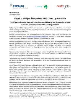 Pepsico Pledges $650,000 to Help Clean up Australia