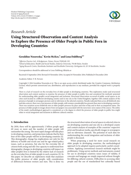 Using Structured Observation and Content Analysis to Explore the Presence of Older People in Public Fora in Developing Countries