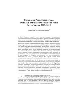 Views, We Study How Preregistration Has Been Used from Its 2005 Inception to the End of 2012