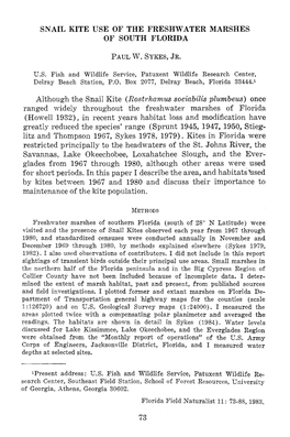 Snail Kite Use of the Freshwater Marshes of South Florida