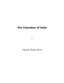 The Calendars of India