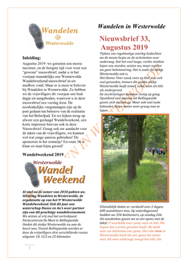 Nieuwsbrief 33, Augustus 2019