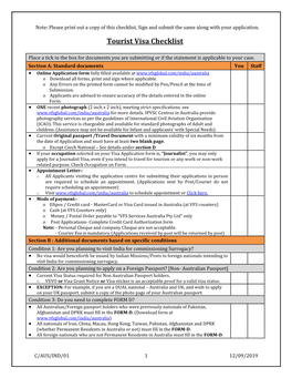 Tourist Visa Australia from India Checklist