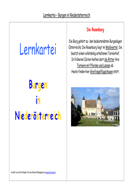 Lernkartei – Burgen in Niederösterreich