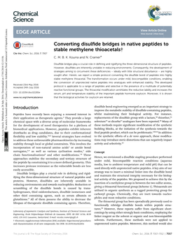 Converting Disulfide Bridges in Native Peptides to Stable Methylene Thioacetals