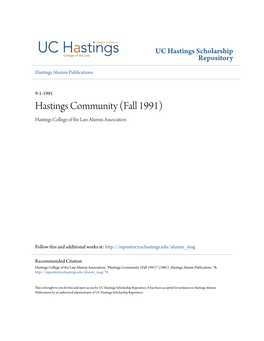 Hastings Community (Fall 1991) Hastings College of the Law Alumni Association