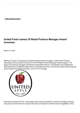 United Fresh Names 25 Retail Produce Manager Award Honorees