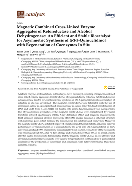Magnetic Combined Cross-Linked Enzyme Aggregates of Ketoreductase and Alcohol Dehydrogenase
