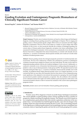 Grading Evolution and Contemporary Prognostic Biomarkers of Clinically Signiﬁcant Prostate Cancer