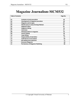 Magazine Journalism Mcm532