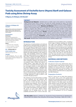 (Hayne) Banfi and Galasso Pods Using Brine Shrimp Assay