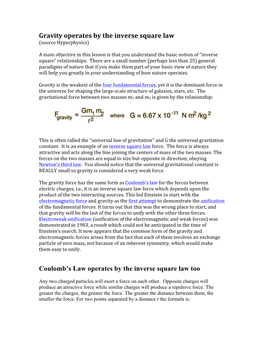 Gravity and Coulomb's