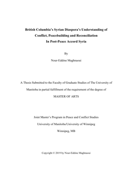 British Columbia's Syrian Diaspora's Understanding of Conflict