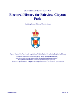 Fairview-Clayton Park Electoral History for Fairview-Clayton Park