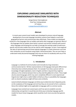 Exploring Language Similarities with Dimensionality Reduction Techniques