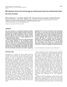 Ninein, a Microtubule Minus-End Anchoring Protein 3015 Analysis As Described Previously (Henderson Et Al., 1994)