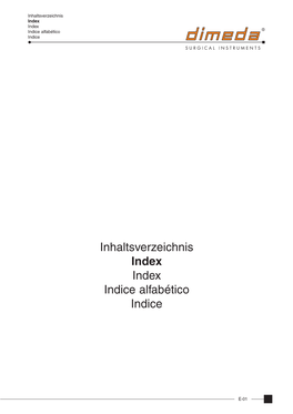 Inhaltsverzeichnis Index Index Indice Alfabético Indice