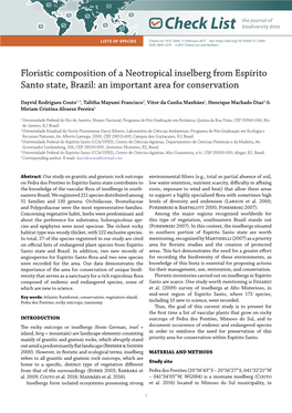 Floristic Composition of a Neotropical Inselberg from Espírito Santo State, Brazil: an Important Area for Conservation